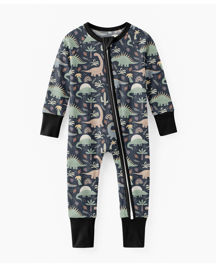 Navy Jurassic Jungle Bamboo Convertible Zippered Romper