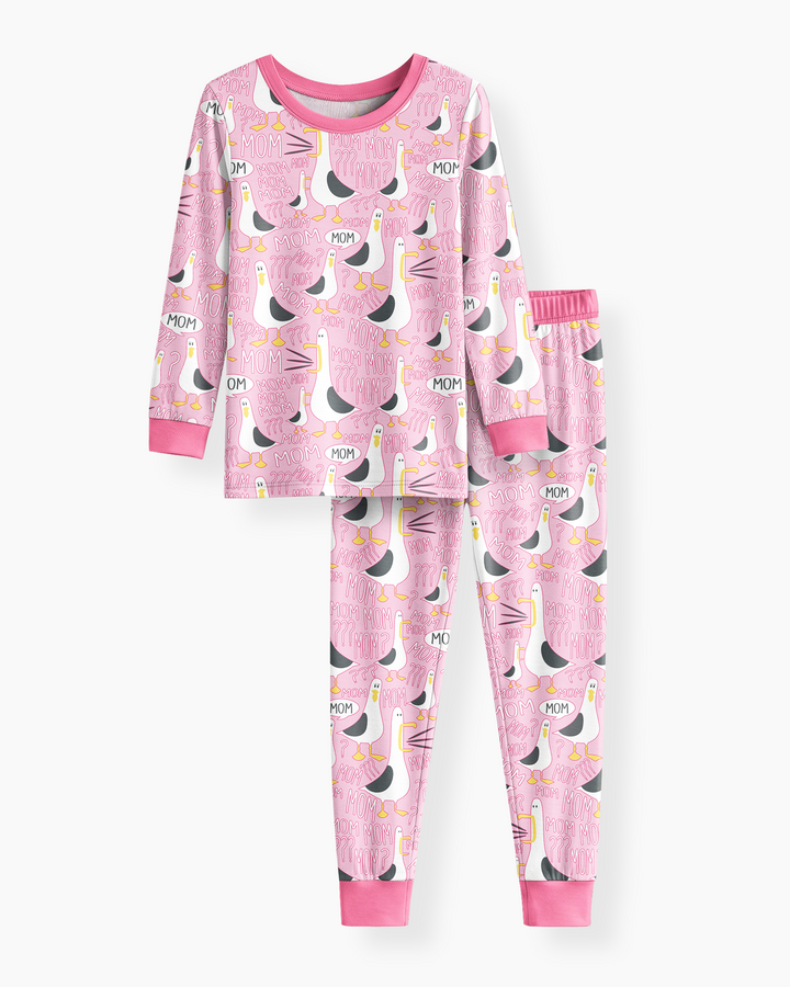Funny Seagull MOM Two Piece Long Sleeve Pajama Set