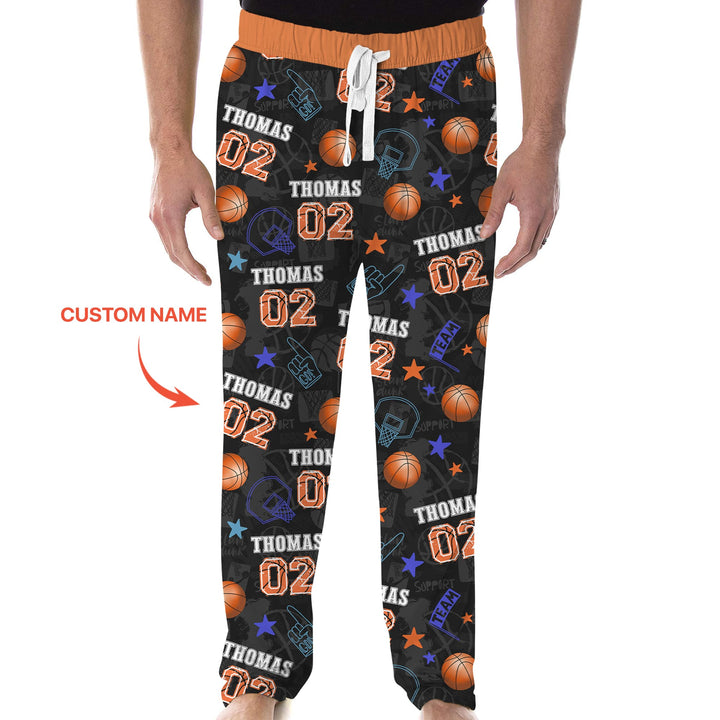 Custom Name Basketball Time Men's Pajama Set