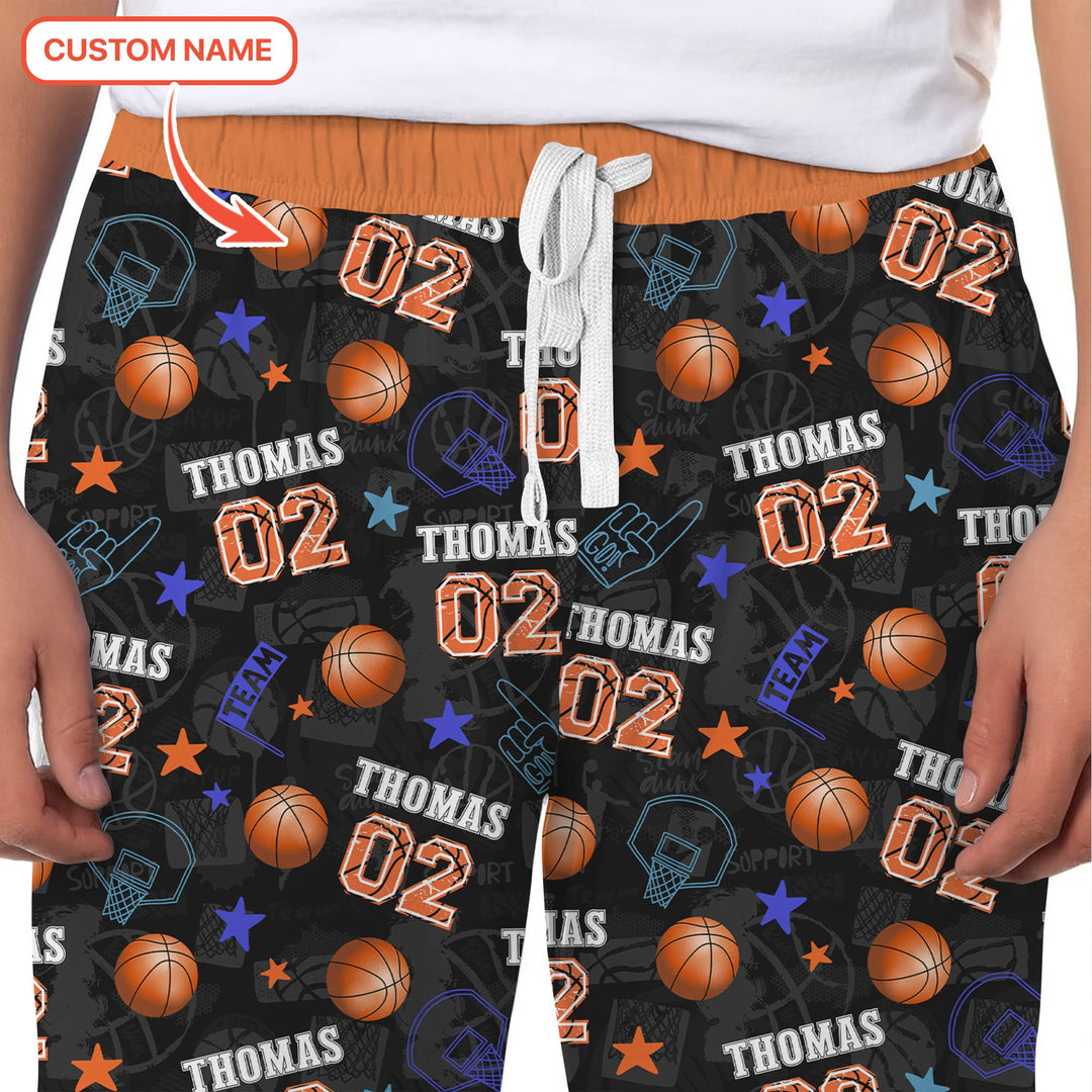 Custom Name Basketball Time Men's Pajama Set