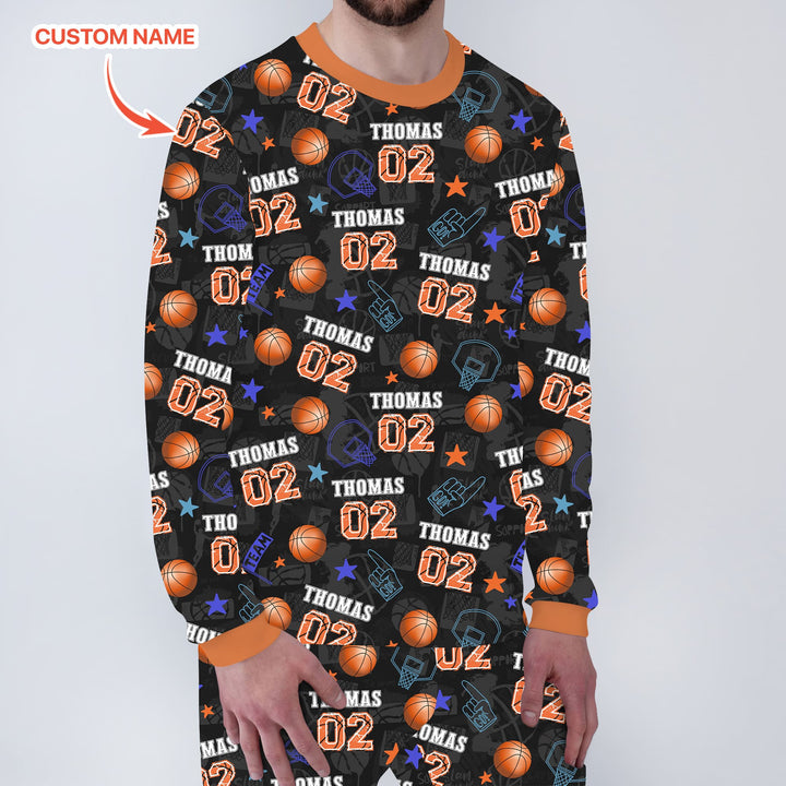 Custom Name Basketball Time Men's Pajama Set