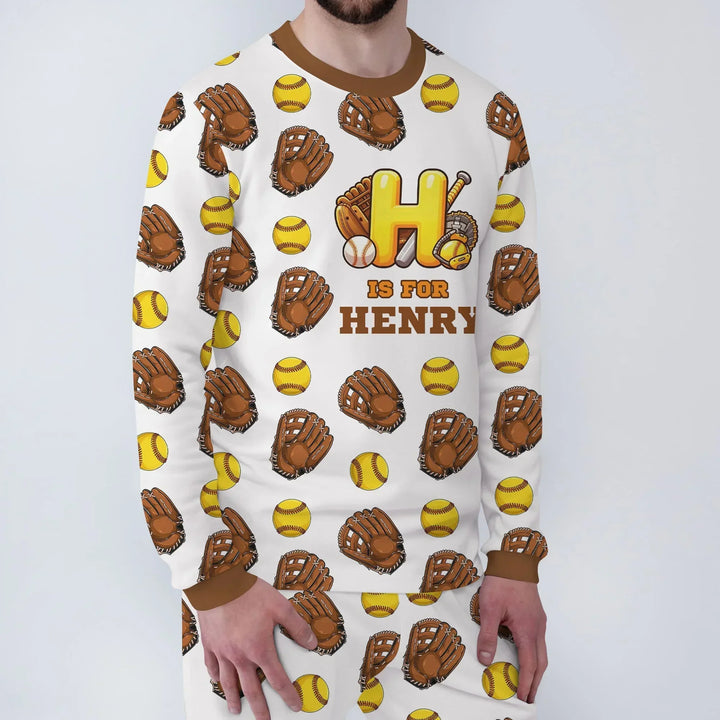 Softball Patterns Customized Men's Pajama Set