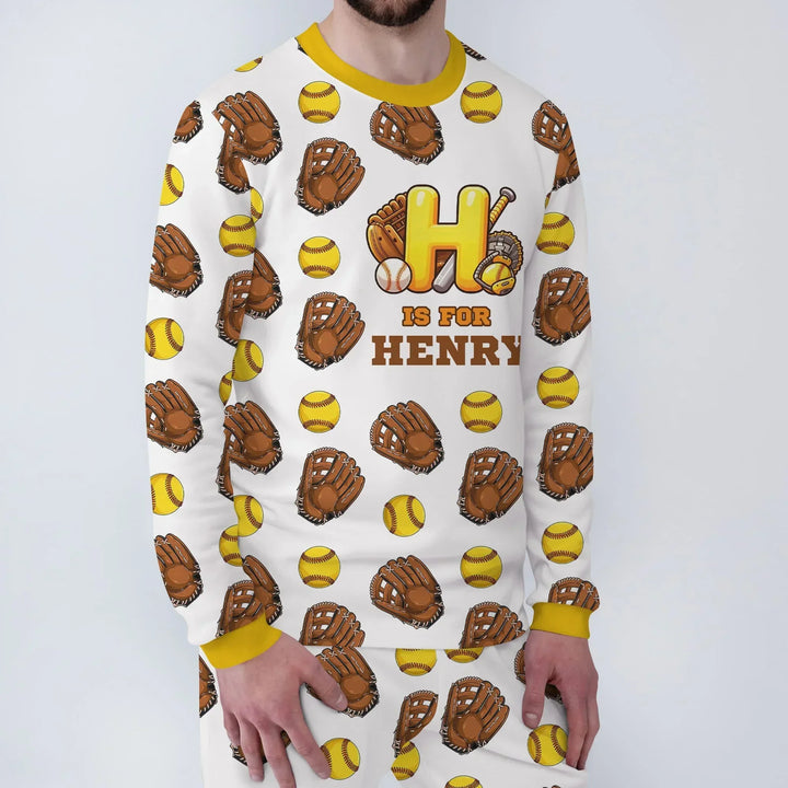 Softball Patterns Customized Men's Pajama Set