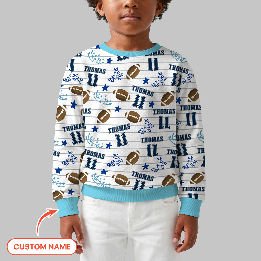 Custom Name Football Time Crewneck Sweatshirt