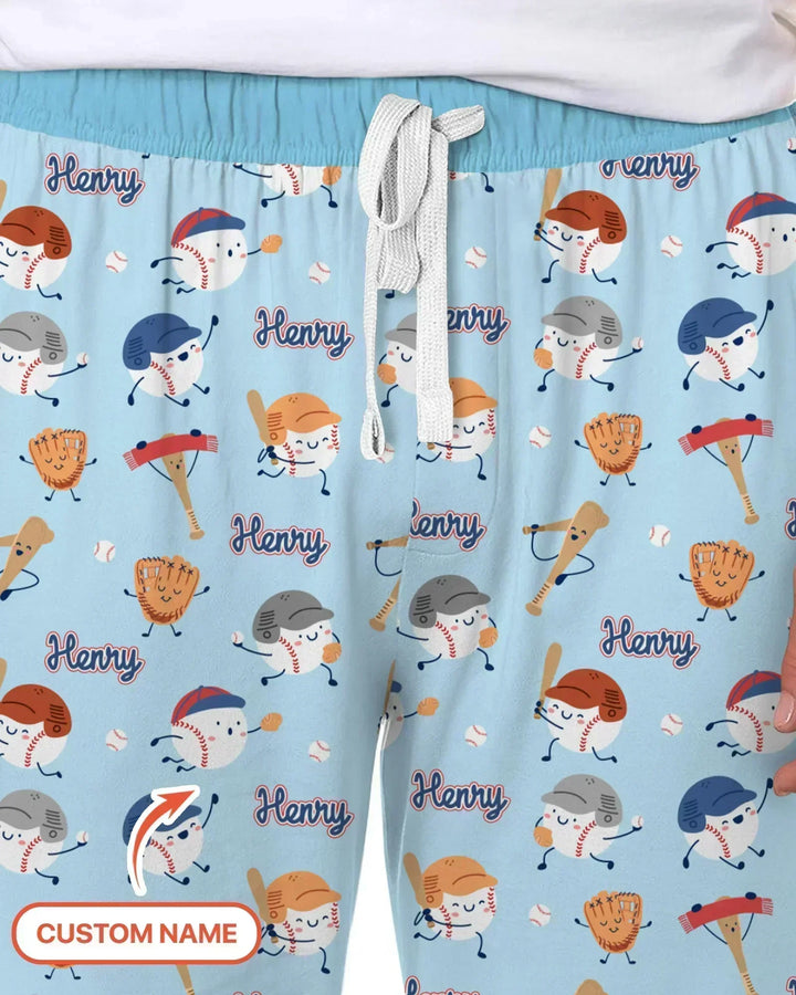 Custom Name Ballparl Family Matching Bamboo Men's Pajama Set