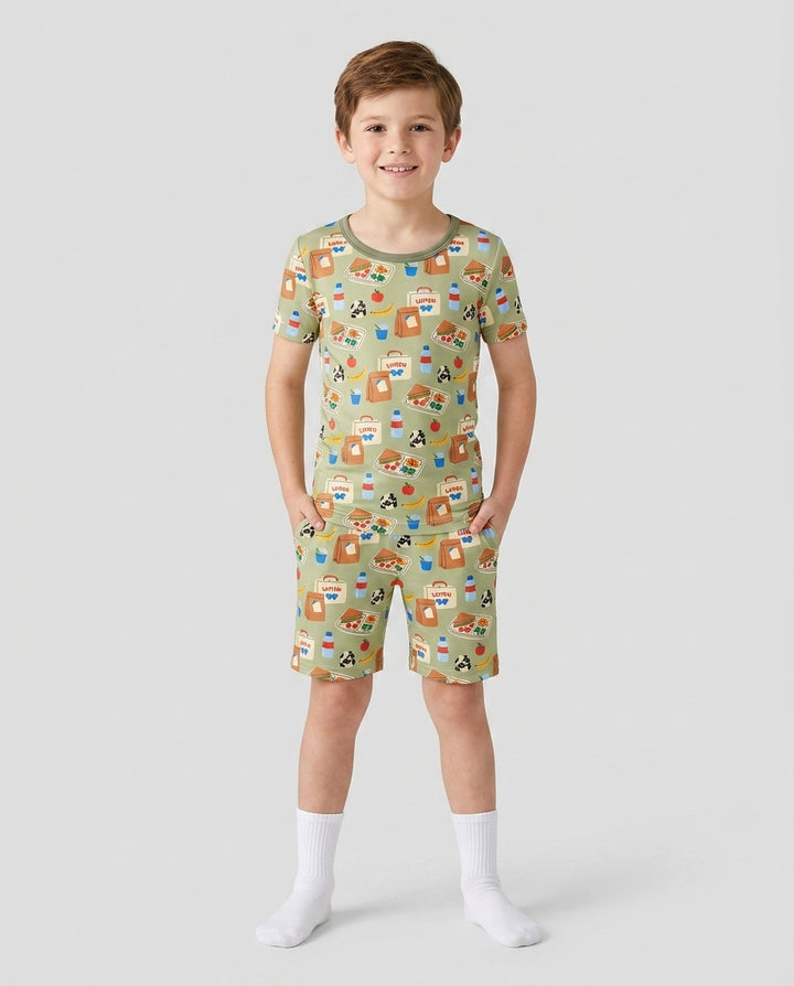 Schlafanzug-Set zweiteilig, kurze Ärmel, kurze Hose, Bambus
