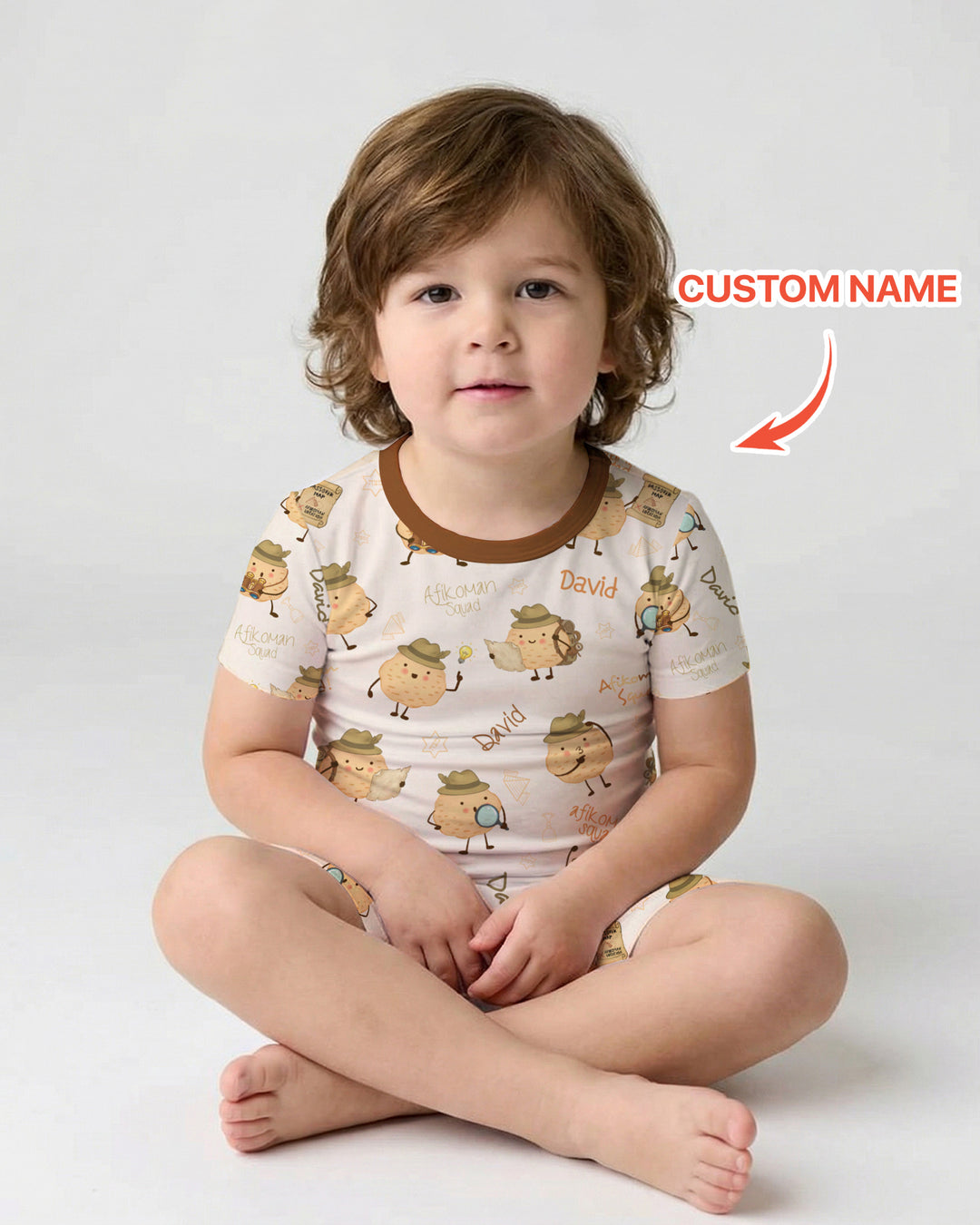 Custom Name Passover Afikoman Two Piece Short Sleeve Shorts Pajama Set