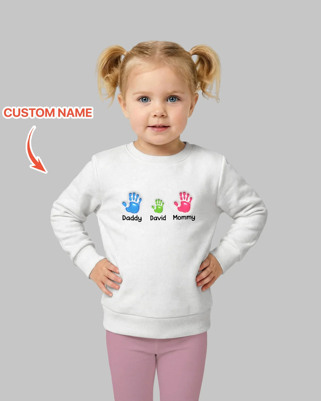 Erster Muttertag – Handabdrücke Bambus Rundhals-Sweatshirt
