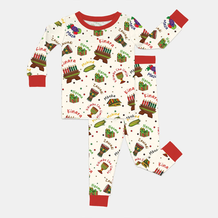 Happy Kwanzaa Family Matching Two Piece Long Sleeve Pajama Set