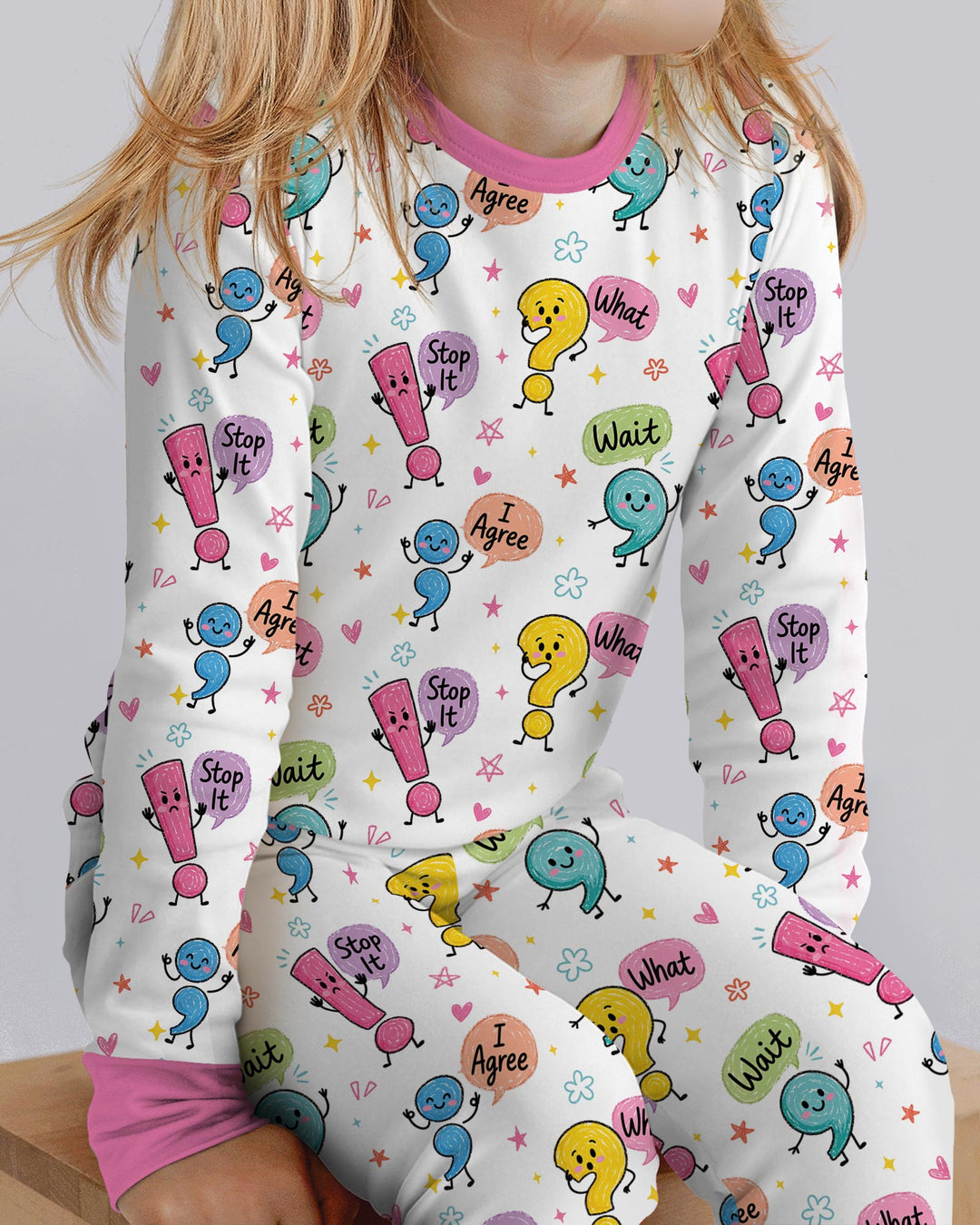 Punctuation Emotion Two Piece Long Sleeve Pajama Set