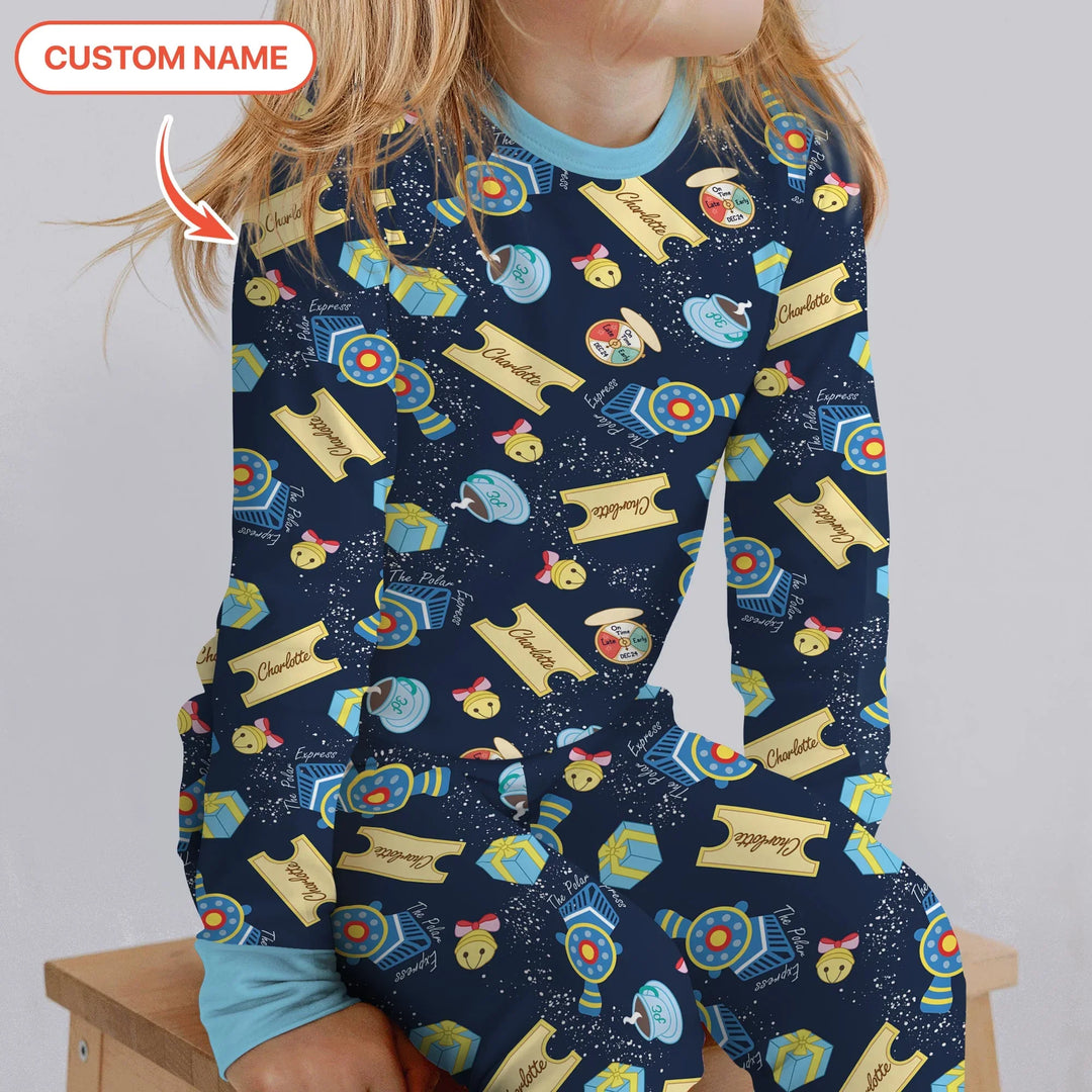 Express Train Christmas Two Piece Long Sleeve Pajama Set