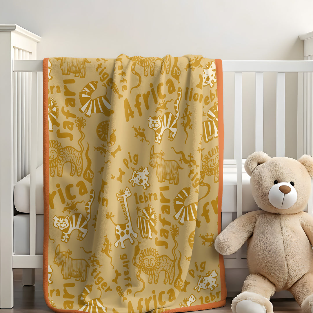 Handdrawn African Animals Toddler Blanket