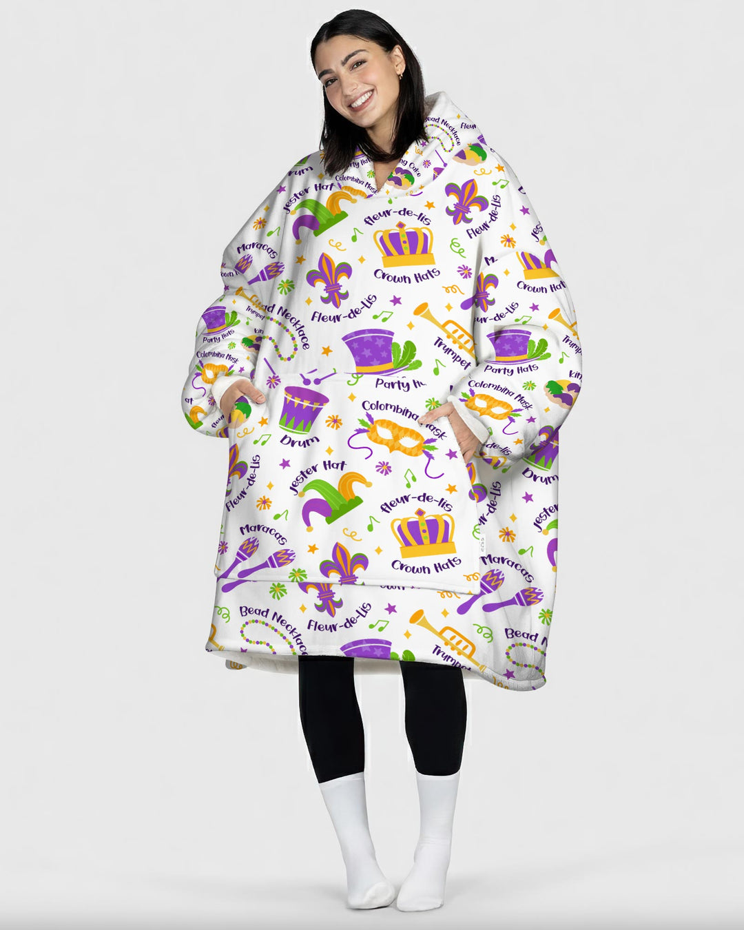 Mardi Gras Family Matching Blanket Hoodie