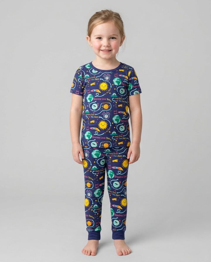 Love to the Moon and Back  Bamboo Two Piece Short Sleeve Pajama Set