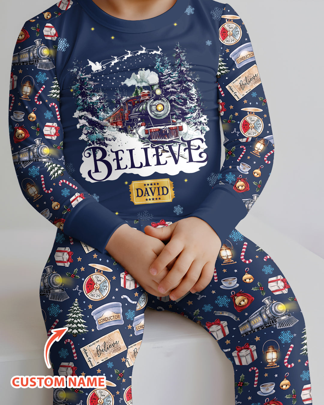 Believe Train Bamboo Two Piece Long Sleeve Pajama Set
