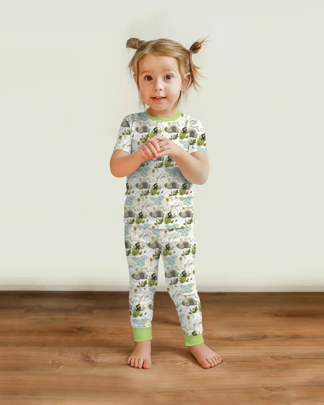 Mateo 28:1–8 Él ha resucitado Conjunto de pijama de dos piezas de bambú de manga corta