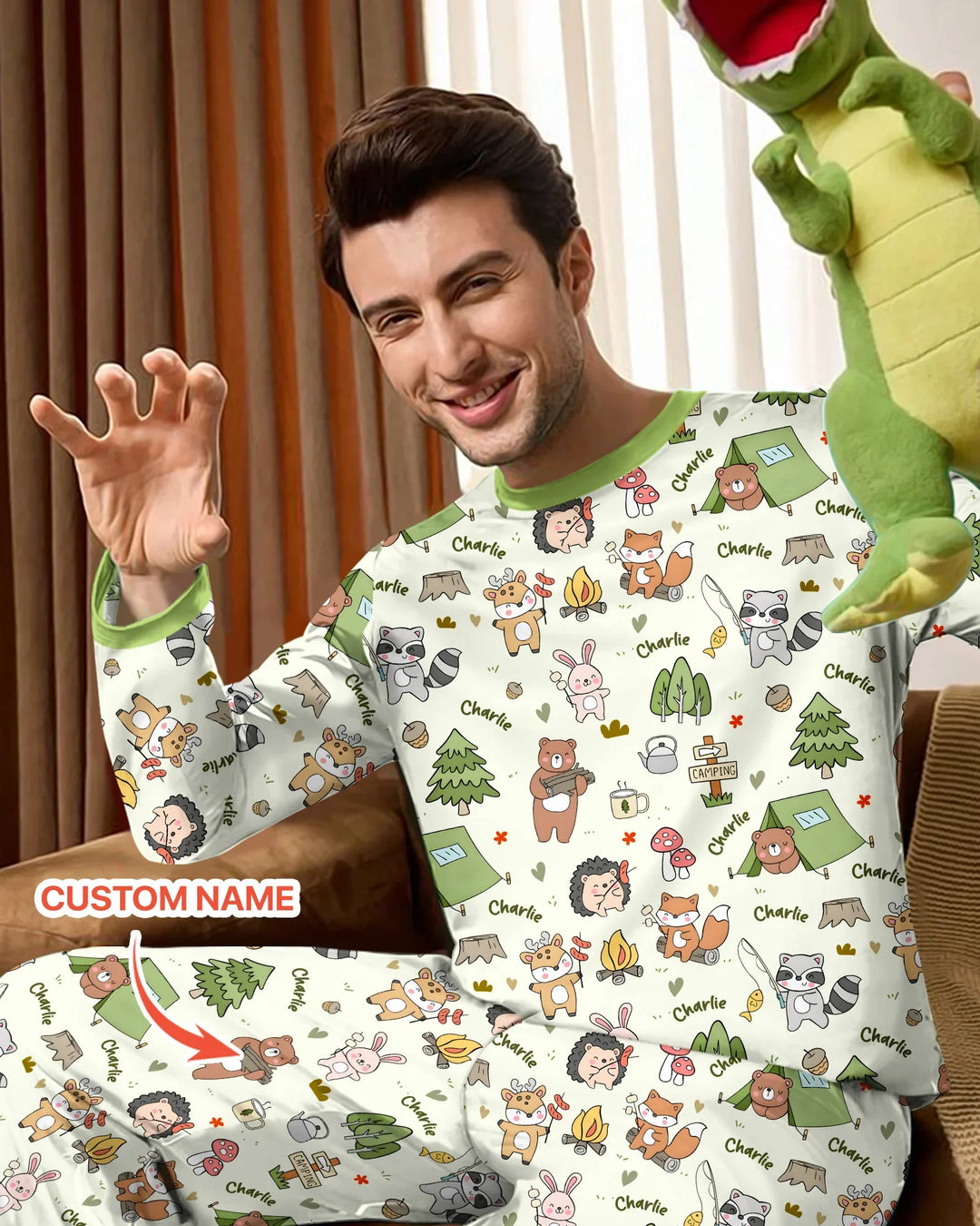 Custom Name Little Camp Buddies Bamboo Men's Pajama Set