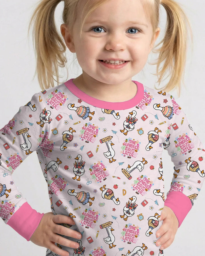 One Hundred Days Later Silly Goose Two Piece Long Sleeve Pajama Set