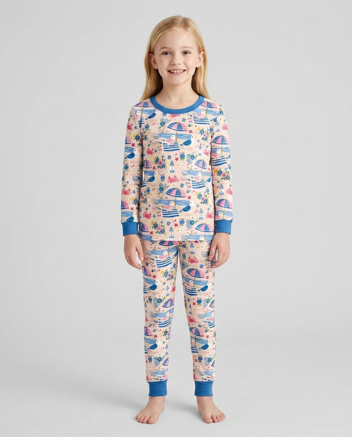 A Day At The Shore Bamboo Two Piece Long Sleeve Pajama Set