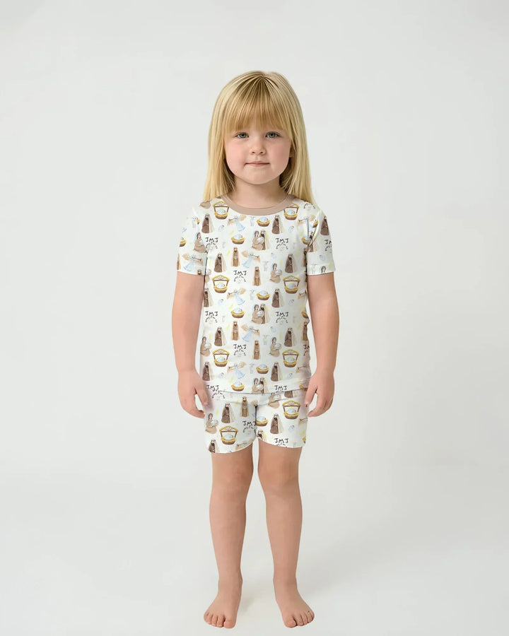 Holy Family Two Piece Short Sleeve Shorts Pajama Set