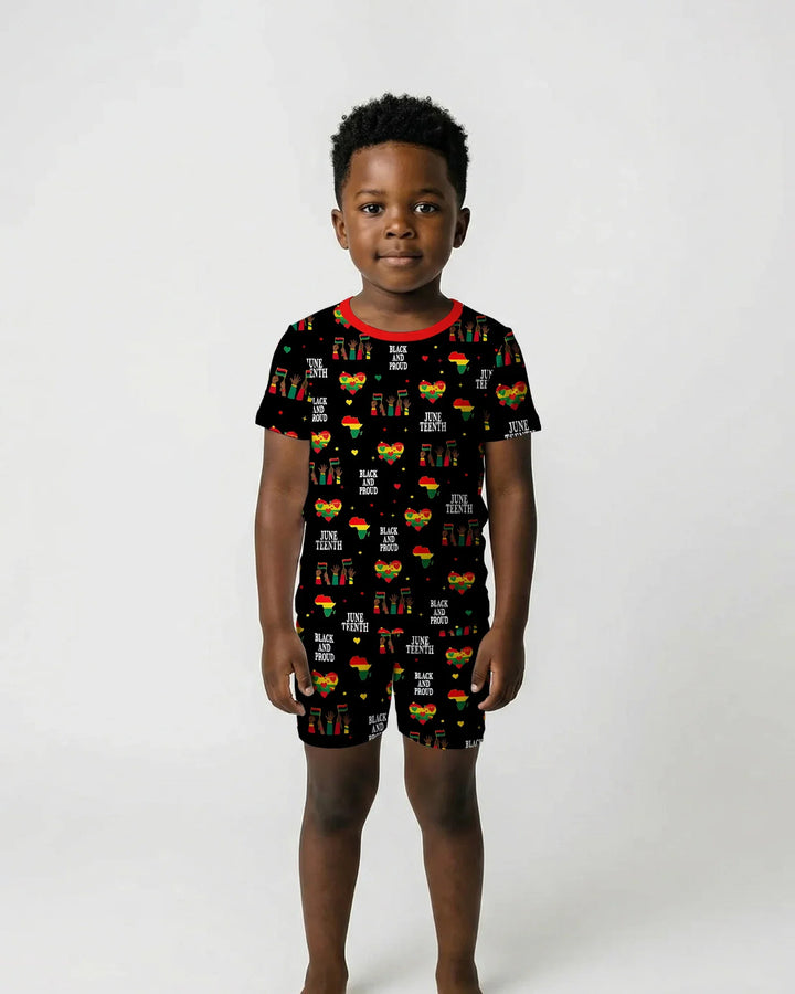 Juneteenth Black and Proud Bamboo Two Piece Short Sleeve Shorts Pajama Set