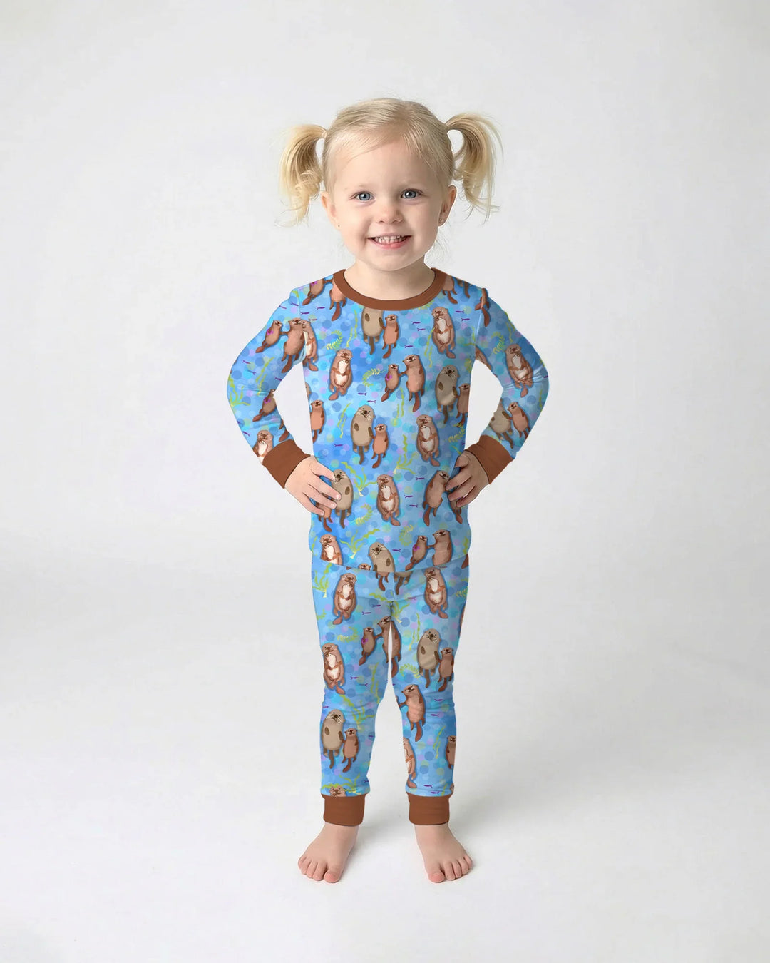 Conjunto de pijama de dos piezas de bambú con mangas largas Otterly Together