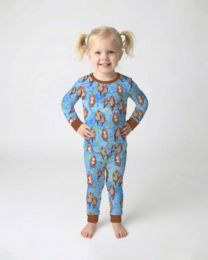 Conjunto de pijama de dos piezas de bambú con mangas largas Otterly Together