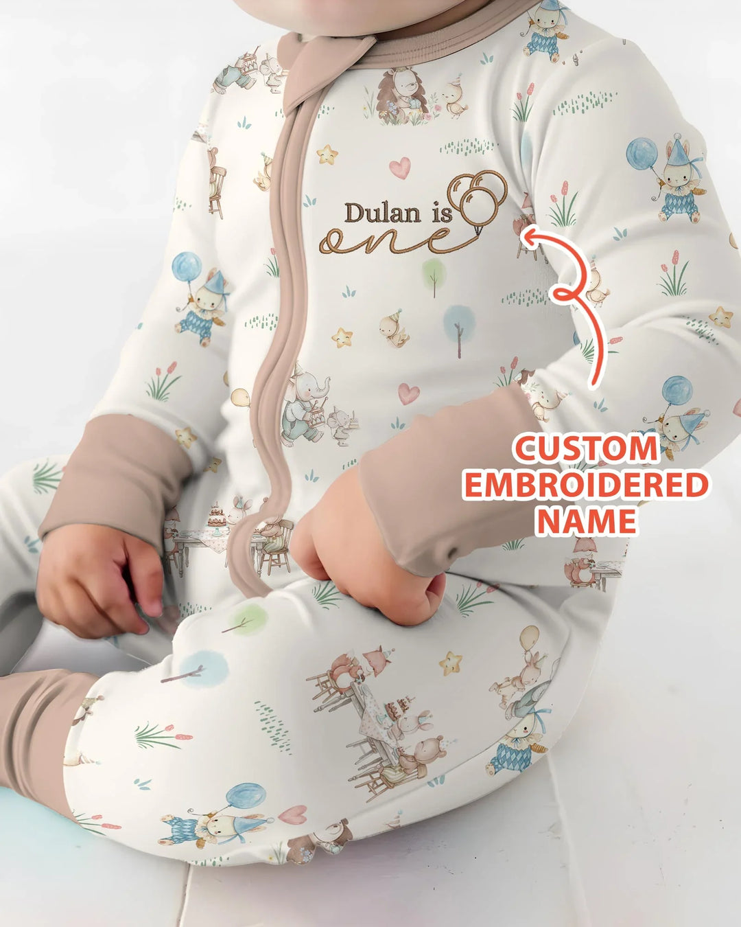 Custom Embroidered Name Birthday Baby Bamboo Convertible Zippy