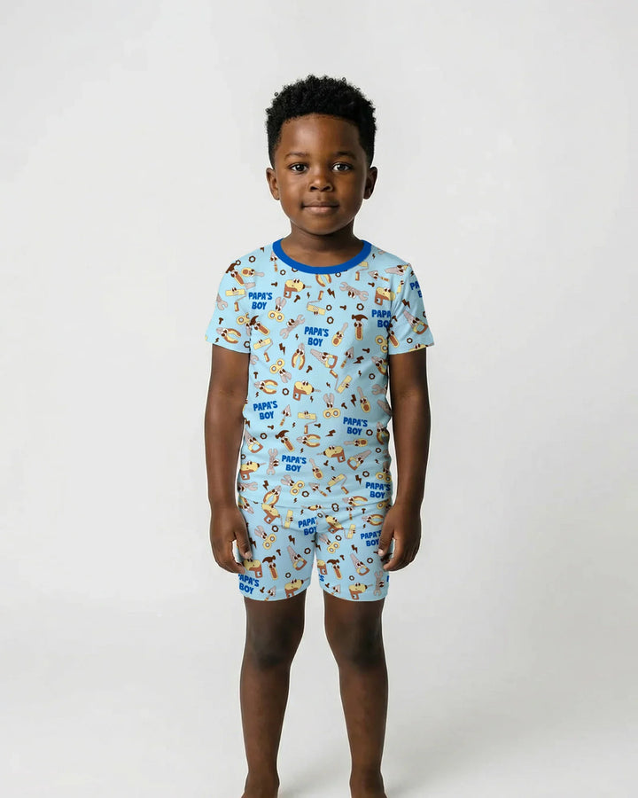 Club de Papás que Arreglan Todo: Conjunto de Pijama de Bambú de Dos Piezas con Manga Corta y Pantalones Cortos