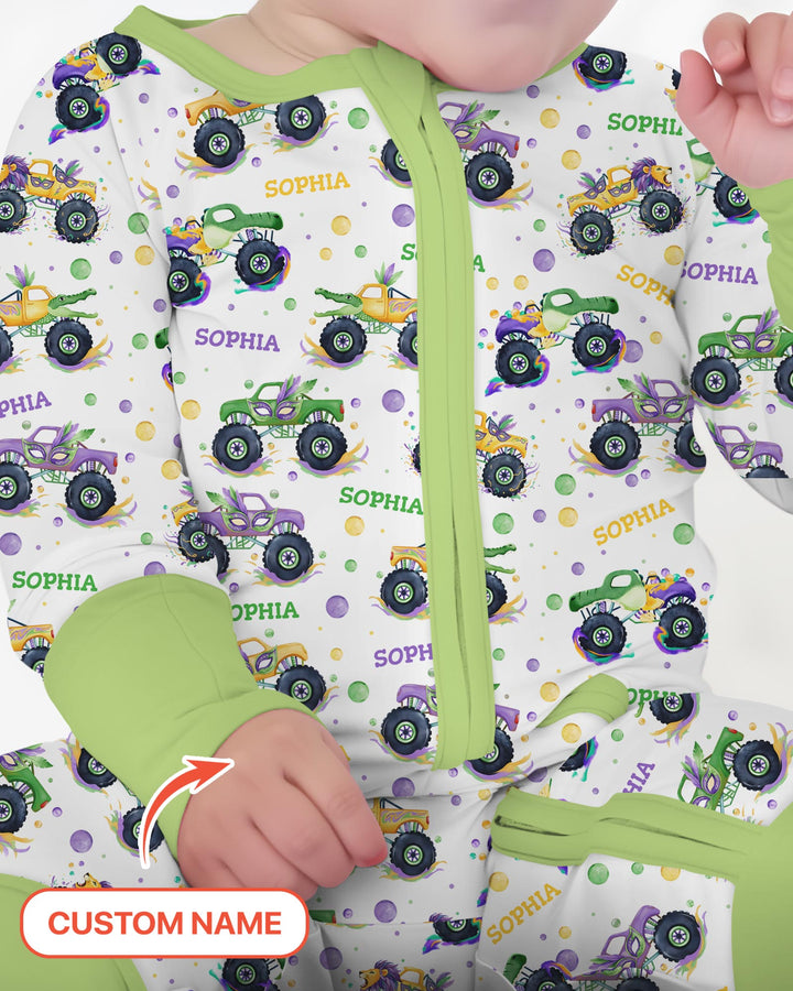 Custom Name Mardi Gras Monster Trucks Convertible Zippy