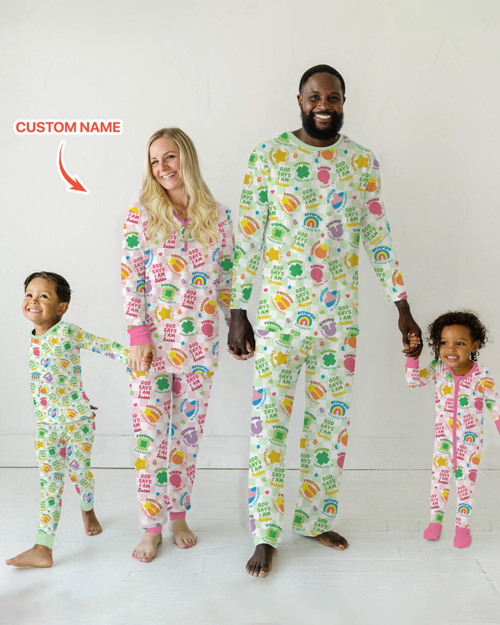 God Says I Am St. Patrick’s Day Custom Name Family Matching Women Pajama Set