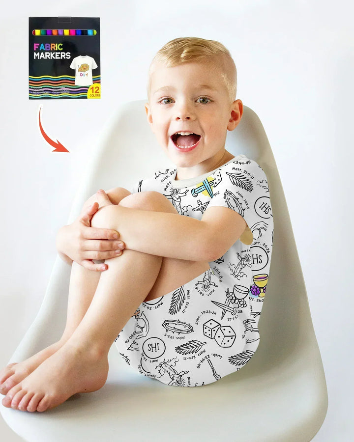 Easter Story Colorable Bamboo Two Piece Short Sleeve Shorts Pajama Set
