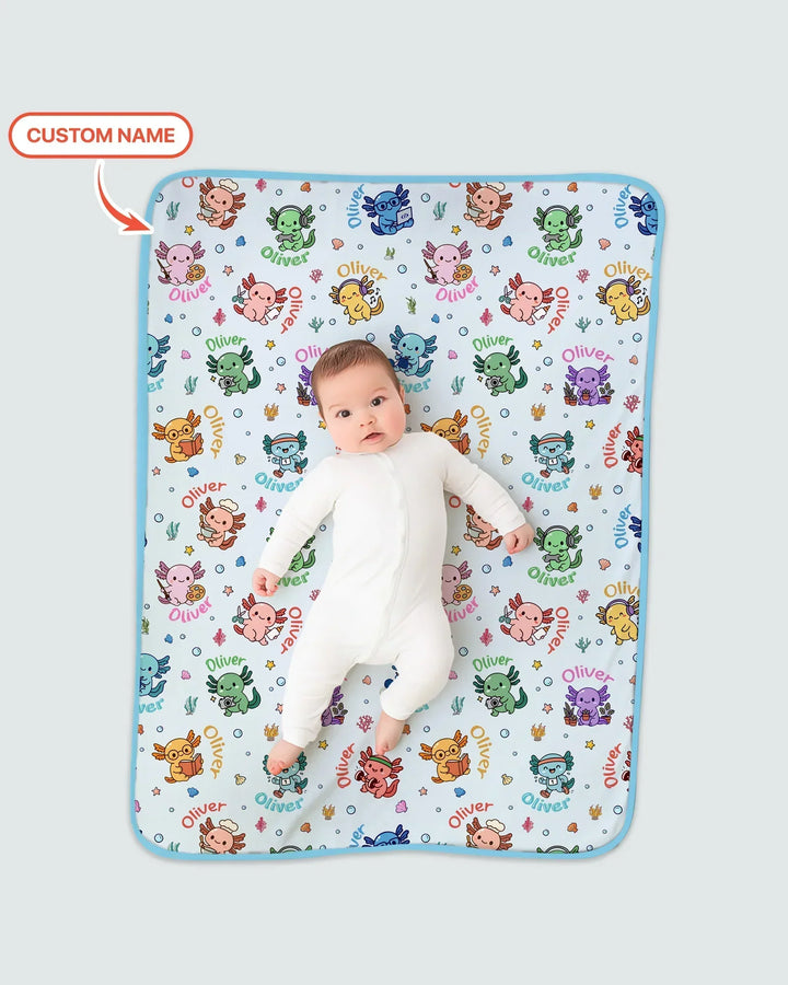 Custom Name Cute Hobby Axolotl Blanket