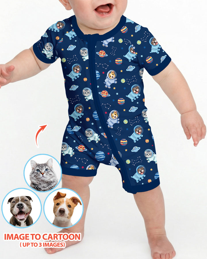 Plantilla PERSONALIZADA de Bambú Pijama Corto con Cremallera