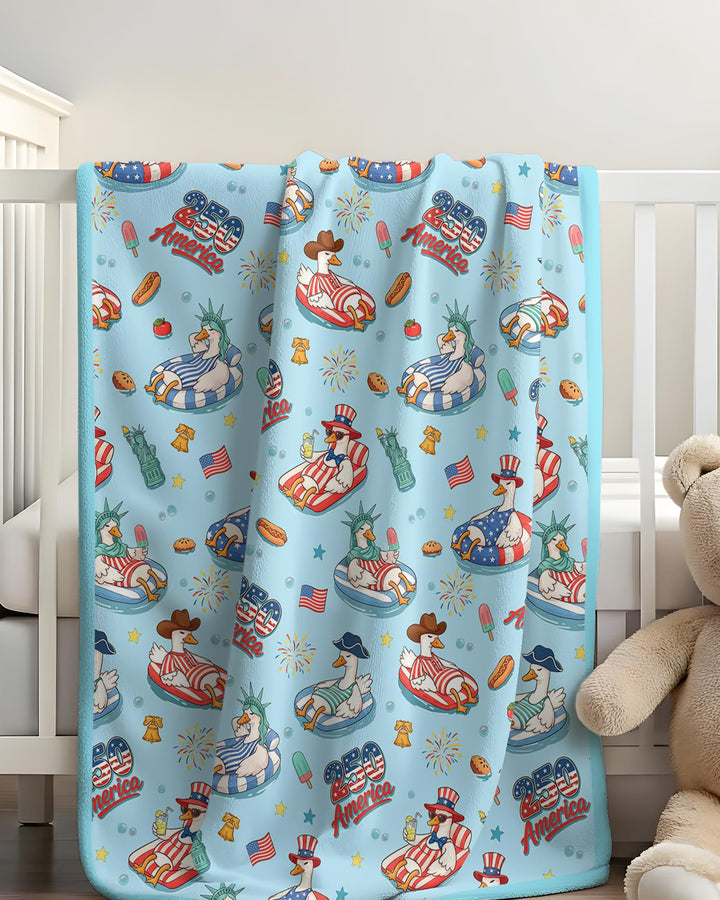 250 America Patriotic Goose Family Matching Bamboo Blanket