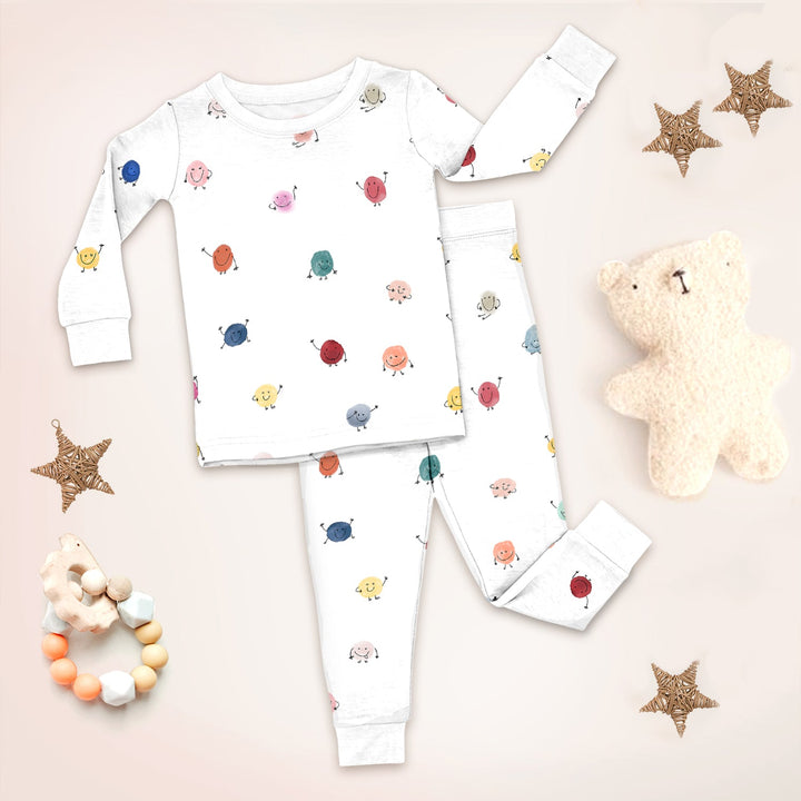 Colorful Happy Dots Two Piece Long Sleeve Pajama Set