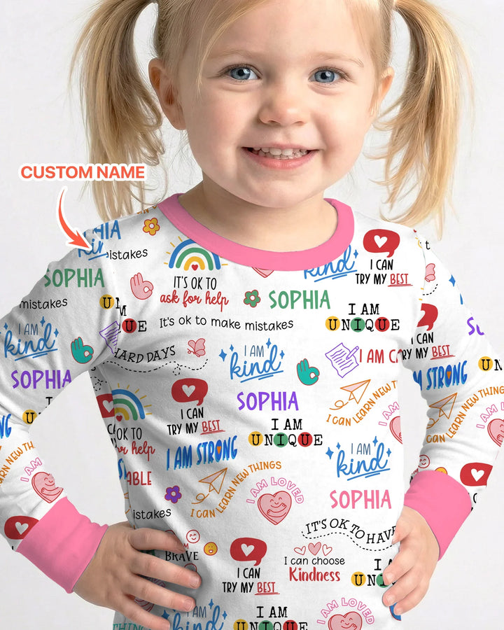 Daily Affirmations Matching Mommy & Baby Bamboo Two Piece Long Sleeve Pajama Set
