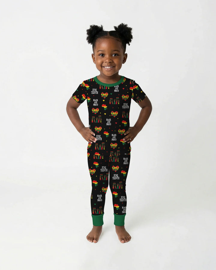 Juneteenth Black and Proud Bamboo Two Piece Short Sleeve Pajama Set