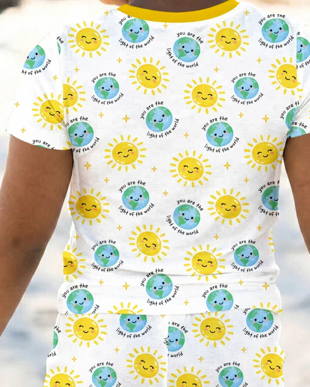 Mateo 5:14 Pijama de dos piezas de bambú de manga corta "Luz del mundo"