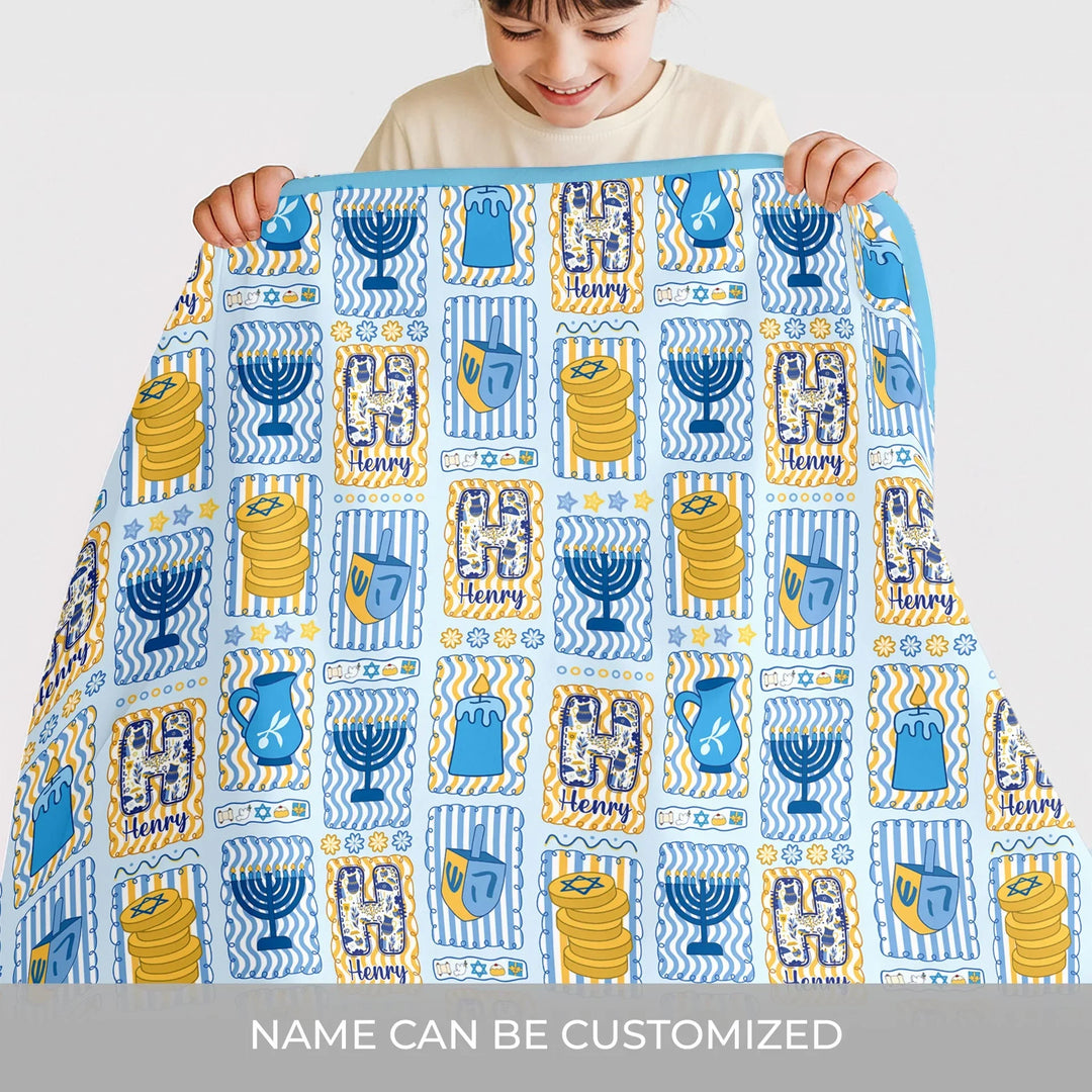 Custom Name Hanukkah Wonderland Toddler Blanket