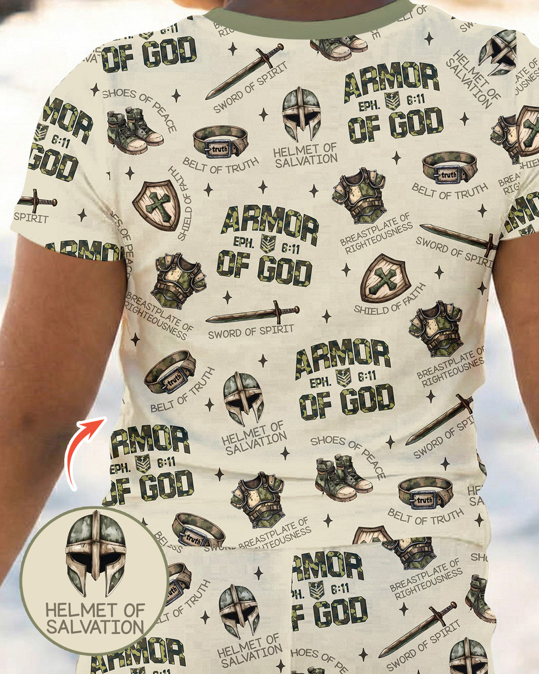 Camo Armor Of God Bamboo Two Piece Short Sleeve Pajama Set
