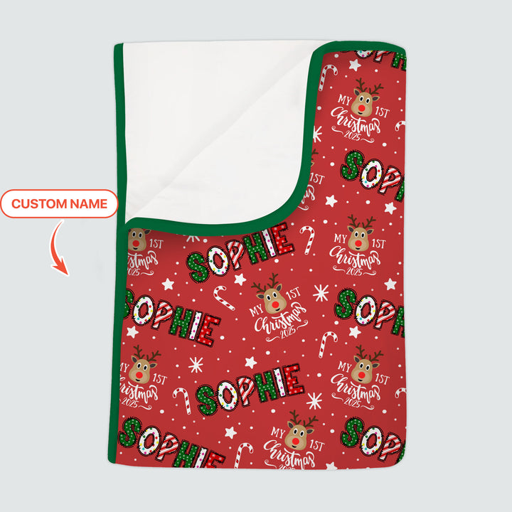 Custom Name "My First Christmas 2025" Toddler Blanket