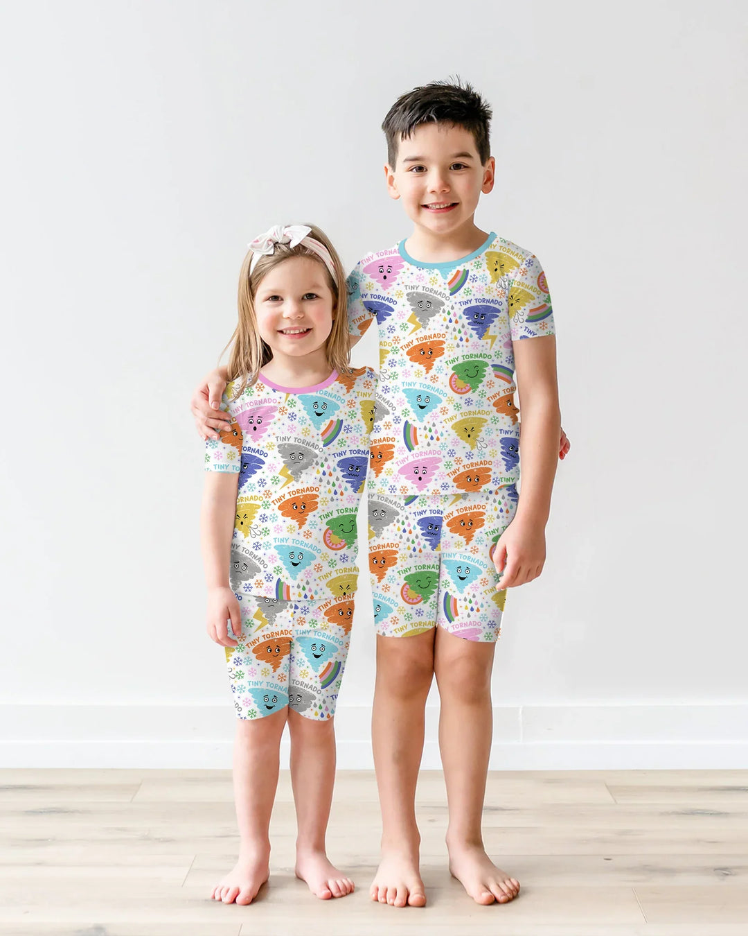 Tornado Family Matching Bamboo Two Piece Short Sleeve Shorts Pajama Set