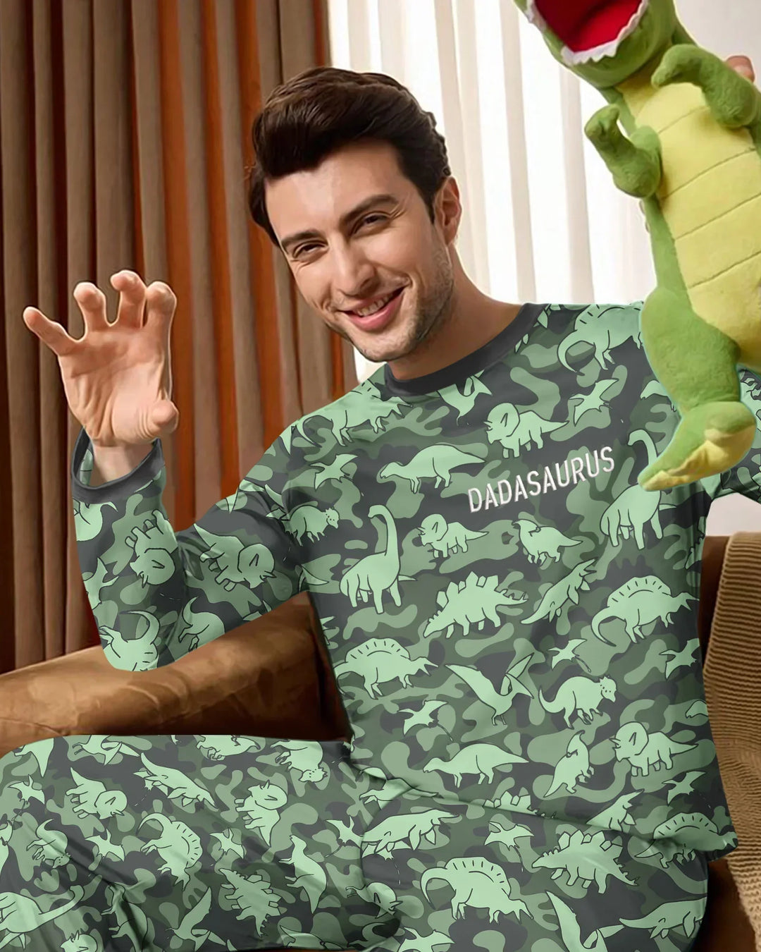 Embroidered Matching With Dadasaurus Bamboo Men's Pajama Set