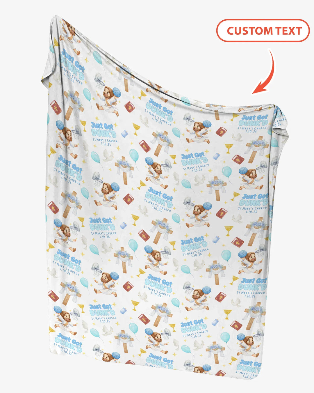 Custom Name Baptism Just Got Dunk'd swaddle blanket