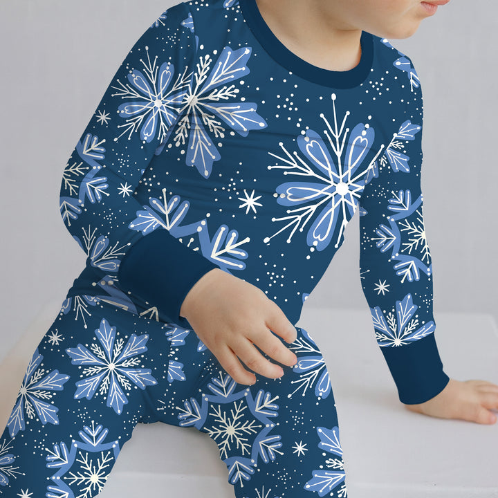 Winter Snowflakes Two Piece Long Sleeve Pajama Set
