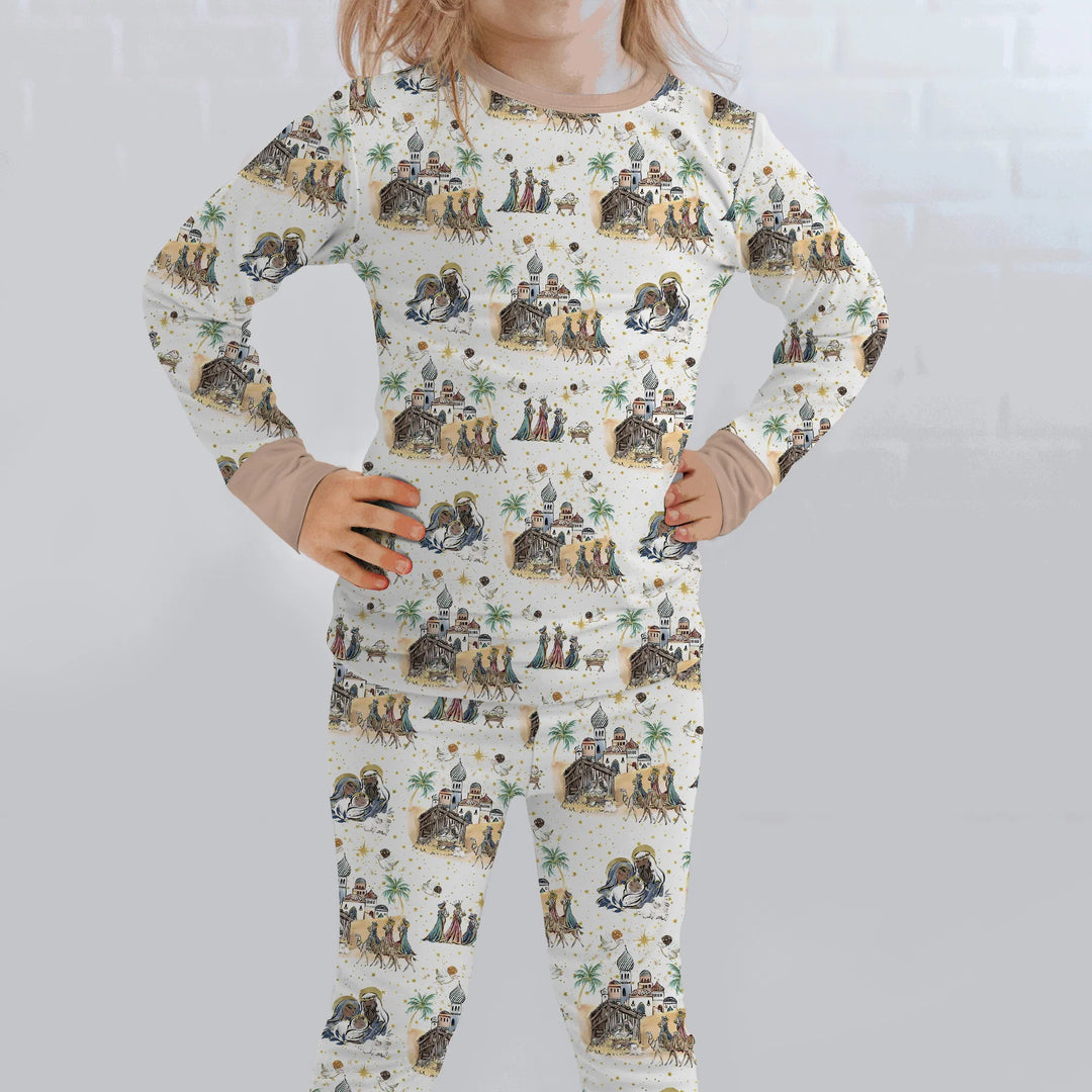 Nativity Christmas Family Matching Family Two Piece Long Sleeve Pajama Set