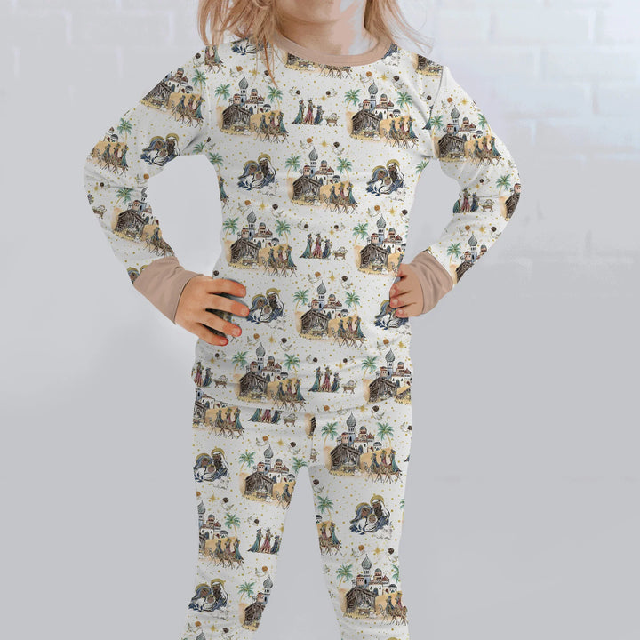 Nativity Christmas Family Matching Family Two Piece Long Sleeve Pajama Set