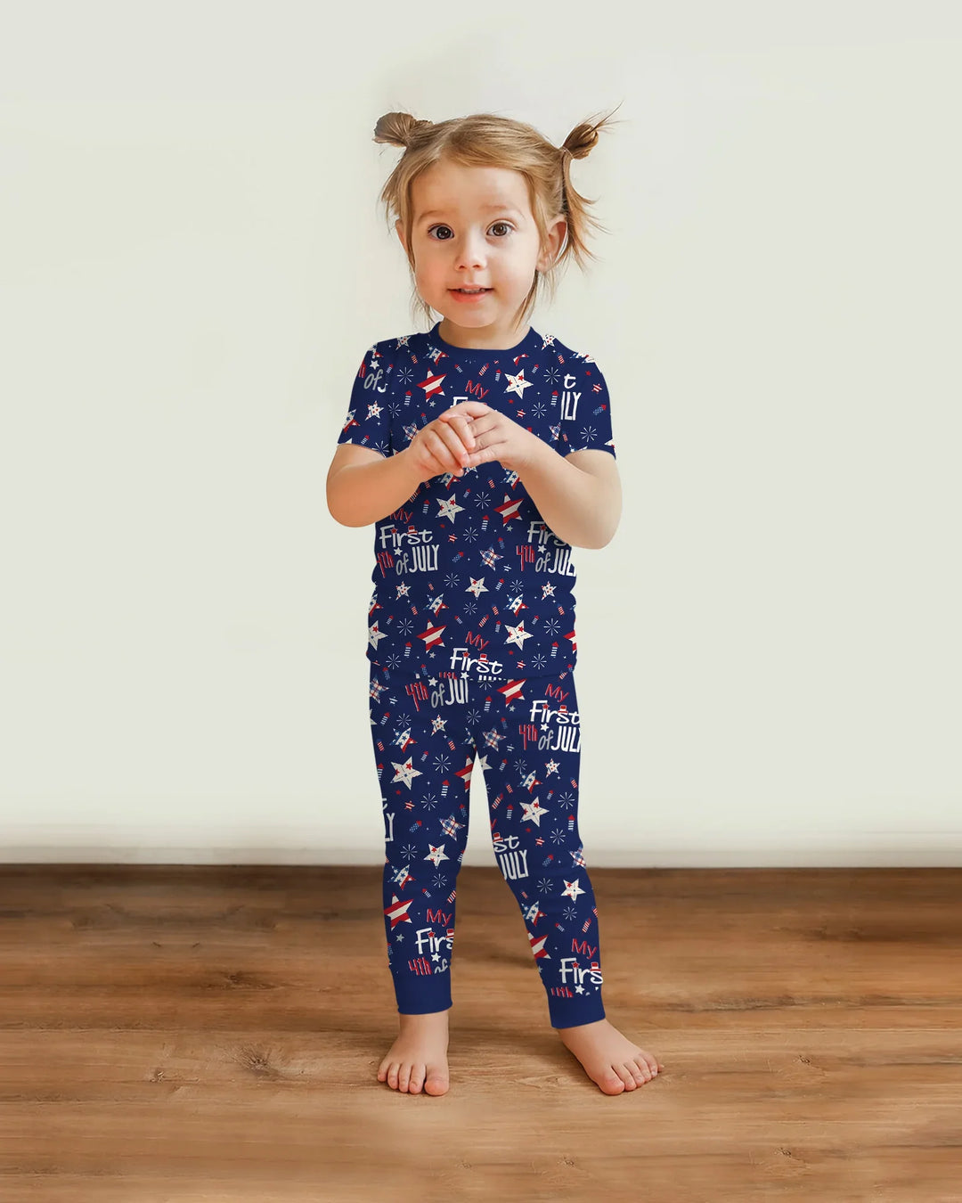 My First 4th of July Star Striped Bamboo Two Piece Short Sleeve Pajama Set