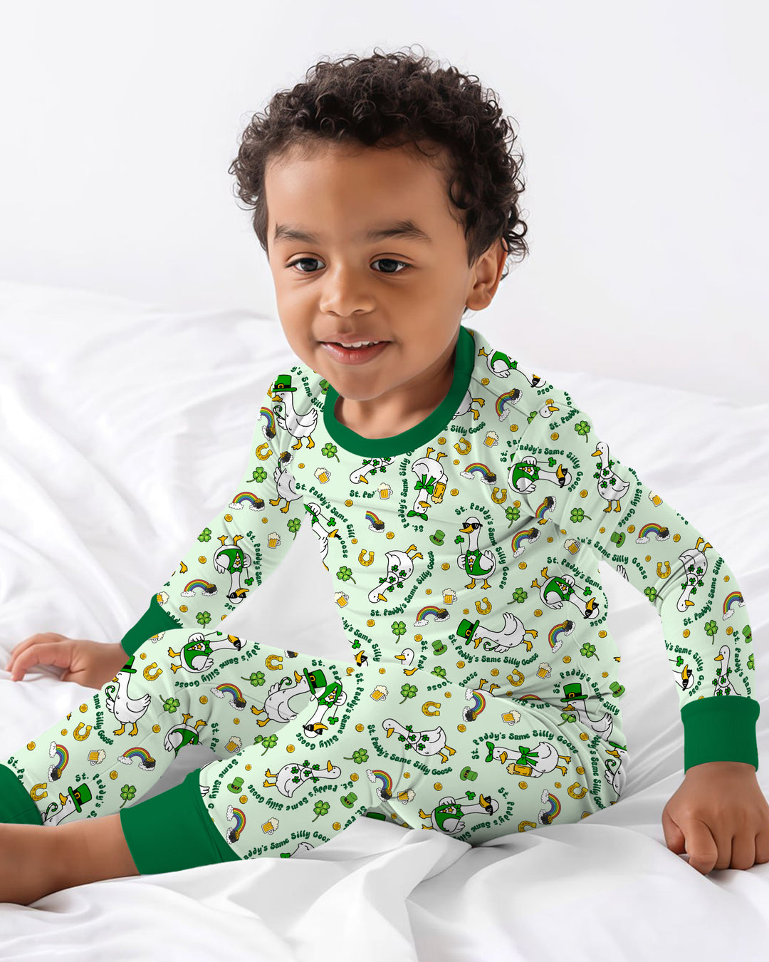 St. Patrick's Day Silly Goose Two Piece Long Sleeve Pajama Set